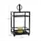 Black Iron Contemporary Candle Holder Lantern, 16" x 8" x 8"
